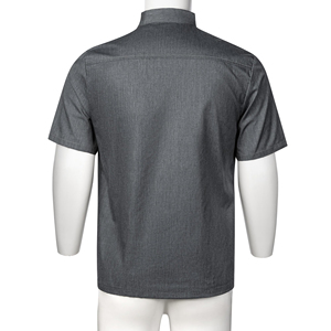 เสื้อแจ็คเก็ตผ้าโพลีเอสเตอร์คอตตอนแบบฝรั่งเศสสั่งทำพิเศษสำหรับบุรุษและสตรี แขนสั้น สำหรับครัว ร้านอาหาร คาเฟ่ ชุดยูนิฟอร์มเชฟ - Product Image 5
