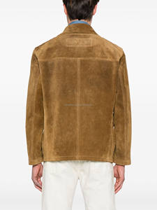 แจ็กเก็ตหนังลูกวัวแท้สำหรับผู้หญิงแจ็กเก็ตหนังกลับคอปกตรงสไตล์คลาสสิกสีน้ำตาลอูฐสำหรับผู้หญิง - Product Image 4