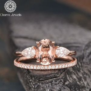 Bague de fiançailles en or rose et moissanite Charm_Jewells, taille ovale, sertie à griffes, style romantique, bijoux pour femme - Product Image 5