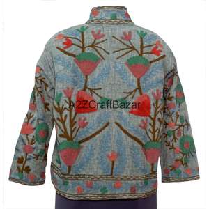 Veste en coton pur 100% brodée à la main, veste en tissu TNT doux faite à la main pour femmes - Product Image 4