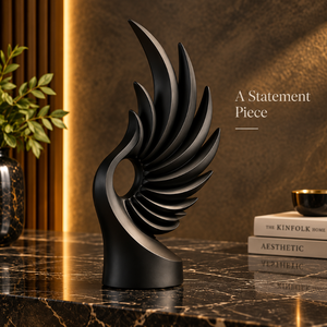 Sculpture d'ange abstraite noire moderne, figurine artistique pour la décoration de la maison et du salon |   Finition élégante et lisse - Product Image 3