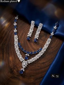 Fancy Collection High Quality Gold Plated Geometric Design Claw Setting Imitation Pearl Moissanite Wedding Necklace <b>Set</b> Jewelry - Product Image 1