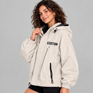 Nouveautés – Blouson coupe-vent utilitaire multi-poches haut de gamme blanc cassé/beige 100 % tissu pour femme – Coupe durable - Product Image 2