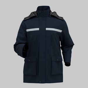 Chaqueta de Trabajo Azul Oscuro con Mangas Amarillas y Cinta Reflectante, Uniforme de Seguridad de Alta Visibilidad para Uso Industrial - Product Image 5