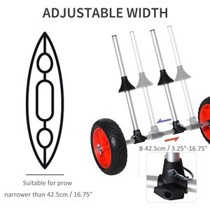 Adjustable Kayak Cart Trolley with Aluminum Frame and Large Tires Easy <b>Transport</b> Hand Cart & Trolleys - Product Image 5