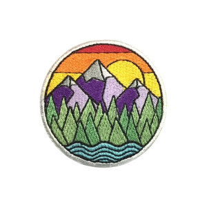 High Quality Circular Embroidered <b>Patch</b> with Mountain Landscape Design Breathable <b>Sew</b>-<b>On</b> Fabric Applique for Hats Clothing Gifts - Product Image 1