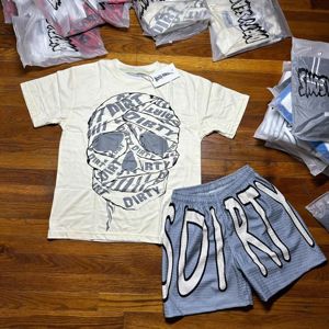 Conjunto de Dos Piezas de Verano con Logotipo Personalizado para Hombre, Camiseta y Pantalones Cortos, Estilo Urbano, Gráfico, Holgado y Extra Grande - Product Image 5