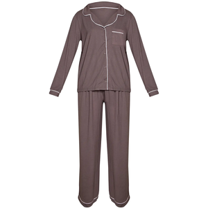 Conjunto de Pijama de Satén 100% Algodón para Mujer, Ropa de Dormir Informal y Moderna para el Hogar, Conjunto de 2 Piezas, Largo, Suave - Product Image 1