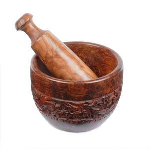 Natural Wood Mortar And Pestle Set For <b>Grinding</b> Spices Herbs Seeds Garlic And Ayurvedic Remedies - Product Image 5