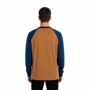 Camiseta de algodón de manga larga raglán con cuello acanalado, informal, transpirable, con logotipo personalizado de alta calidad para mujer. - Product Image 5