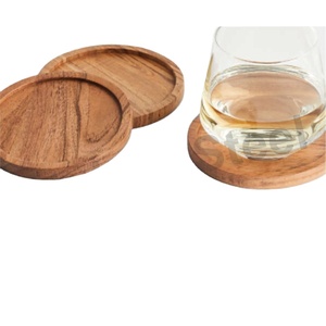 Wooden Coaster 6 Pieces Set Wooden Luxury Coaster New Coaster Set for Use Drinking Glasses <b>Tabletop</b> - Product Image 1