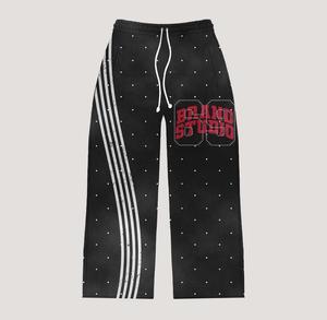 Conjunto Deportivo Holgado de Felpa de Algodón Negro con Efecto Desgastado por el Sol, Personalizado por el Fabricante, con Pedrería y Serigrafía, Estilo Vintage para Hombre - Product Image 3