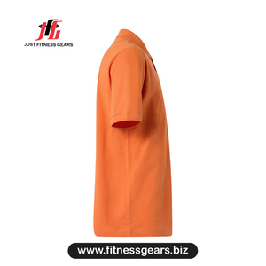 Men's <b>Orange</b> Short Sleeve <b>Polo</b> Shirt Solid Color Casual Woven Fabric Regular Fit - Product Image 2
