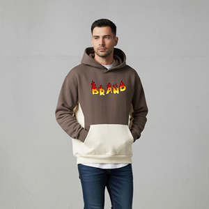 Sudaderas Personalizadas para Hombre, 100% Algodón, Forro Polar, Invierno, Gruesas, Estilo Urbano, Logotipo Bordado, Impresión en Serigrafía, Dos Tonos - Product Image 1