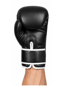 Gants de boxe en PU noir avec sangle de poignet en velcro pour le sparring, gants de Sanda 10oz et 12oz, gants de boxe en cuir véritable avec logo personnalisé - Product Image 6