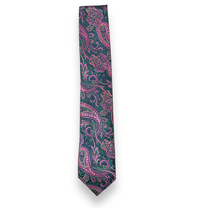 Corbata de Paisley Rosa, Azul y Verde para Hombre, Corbata de Diseño de Lujo con Tejido Jacquard |   Corbata de Moda para Bodas, Negocios, Fiestas, Regalo - Product Image 1