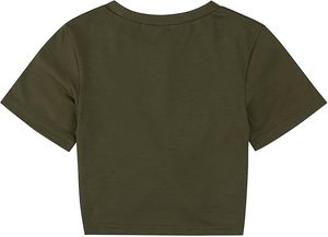 Haut court à manches courtes vert olive pour femme, col rond, couleur unie, décontracté, été, 100 % coton, 2 pièces, vente en gros, coupe classique - Product Image 4