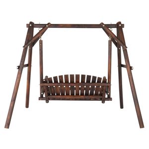 Dondolo da Esterno in Legno Duro da 6,5 piedi, Rustico, per Patio, Giardino, Portico, con Supporto, per 2 persone, Comoda Sedia Sospesa a Uovo Carbonizzata - Product Image 5