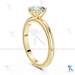 Round Brilliant Cut Diamond Solitaire Engagement <b>Ring</b> In Yellow Gold Classic Style Women's Jewelry - Product Image 2
