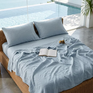 High Quality Natural Linen <b>Bed</b> <b>Sheet</b> Set Soft Breathable Vintage Style Flat Fitted <b>Sheet</b> Sets - Product Image 2