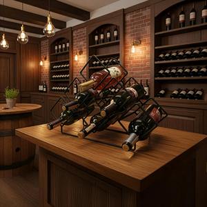 Modern Black Wine Bottle Holder Stylish Rack For Home Bar Dining <b>Table</b> Display And Guest Serving Wholesale From India - Product Image 3