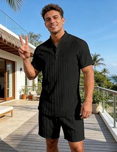 Conjunto de Camiseta y Pantalones Cortos de Invierno para Hombre, 100% Algodón, Transpirable, Peso Medio, con Pedrería, Estilo Casual - Product Image 1