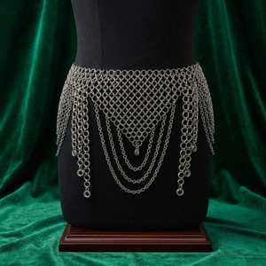 <b>Silver</b> Plated Stainless Steel Chainmail Top With Fringe Detail Fashion Armor Clothing - Product Image 4