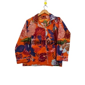 ชุดนอนผ้าฝ้ายอินเดียสำหรับผู้หญิงเซตชุดนอนผ้าคอตตอนพิมพ์ลายดอกไม้นุ่มใส่สบายพร้อมสายสปาเก็ตตี้คุณสมบัติกันความร้อน - Product Image 1