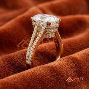 <b>Custom</b> 14K 18K Yellow Gold Radiant Cut Diamond <b>Ring</b> Double Row Split Shank Lab Grown Diamond Engagement <b>Ring</b> - Product Image 2