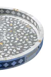 Plateau de service et de rangement exclusif fait main avec incrustation de nacre, élégant organisateur en mosaïque de coquillages pour table à manger, accessoires - Product Image 4