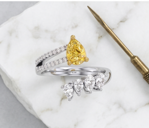 Luxury Pear Cut Yellow Lab Grown Diamond Open <b>Wrap</b> Ring in <b>White</b> Gold Ring for Women | Party, Wedding and Perfect for Gift - Product Image 2