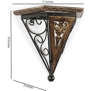 Reclaimed Teak Wood Rustic Wall <b>Shelf</b> with Forged Iron <b>Brackets</b> - Wholesale - Product Image 3