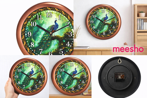 นาฬิกาแขวนผนังพลาสติกลายพาวน์คอคแบบอินเดียดั้งเดิม พิมพ์ลายดิจิทัล ตกแต่งบ้านได้ตามใจชอบ สำหรับวันแม่และวันคริสต์มาส - Product Image 3