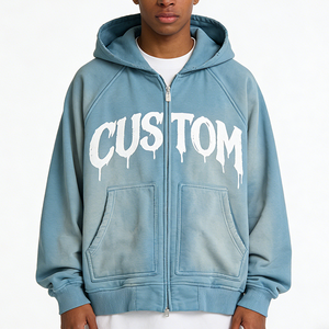 Custom Street wear <b>Zip</b> <b>up</b> <b>Hoodie</b> Acid Stone Wash Vintage 400 Gsm Rhinestone Distressed Patch <b>Hoodie</b> Full <b>Zip</b> <b>up</b> <b>Hoodie</b> Men's - Product Image 1