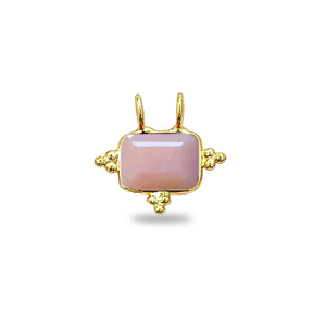 Pendentif rectangulaire fantaisie en opale rose, fait main, plaqué or, bijou de naissance, bijoux en opale rose naturelle, fournisseurs indiens - Product Image 1