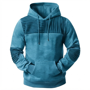 Sweat-shirt à capuche bleu pour homme, coupe classique, couleur unie, décontracté, en molleton bouclette, avec poche, pour l'automne - Product Image 1