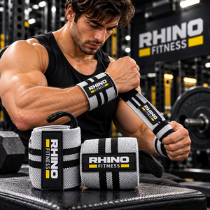 Bandes de maintien pour poignet gauche RHINO FITNESS en coton rose avec fermeture auto-agrippante pour la musculation - Product Image 6