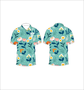 Polo à manches courtes pour hommes, imprimé floral bleu sarcelle, décontracté, mode été, chemise de golf - Product Image 3