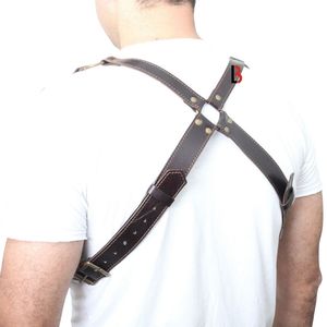 Cowhide Leather Crossback Shoulder <b>Harness</b> Durable Solid Color Casual Style One-piece Molding Belt Set - Product Image 5