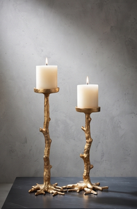Porte-bougie en aluminium en forme de branche d'arbre dorée, moulage texturé, fait main, sans plomb, durable, décoration pour la maison, Noël, Saint-Valentin - Product Image 3