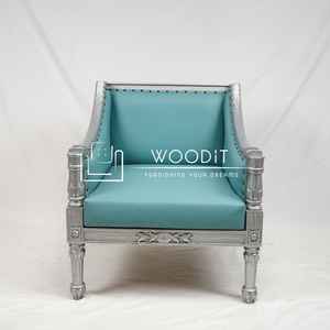 Silla de Comedor de Madera Maciza con Acabado Plateado para Oficina en Casa, Modelo 2026, Estructura de Madera, Asiento con Cojín Suave de Cuero 100% Genuino - Product Image 1