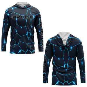 Custom Men's Geometric Print Hoodie UPF 50 Quick Dry Pullover Performance Shirt Adult Fishing Wear Hooded Performance Shirt - Product Image 1