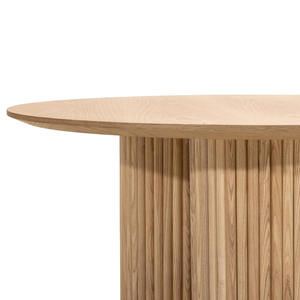 Mesa de Comedor Redonda de Madera Acanalada de Lujo Moderno, Mesa de Comedor Circular de Madera Maciza de Estilo Nórdico Minimalista con Base de Pedestal Acanalado - Product Image 4
