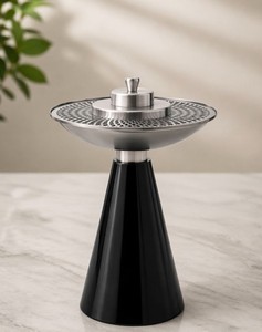 Mabkhara moderne noire, brûleur d'encens indien en métal argenté et résine, bois de santal, fait main, anti-odeur, décoration de luxe pour la maison, Ramadan - Product Image 3