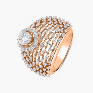 Luxury Rose <b>Gold</b> <b>Cocktail</b> <b>Ring</b> With Round Brilliant Cut Diamond For Women Engagement Jewelry - Product Image 2