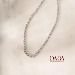 Collar de Tenis Clásico con Diamantes para Mujer, Oro Amarillo, Engaste de Bisel, Diamantes Redondos, Joyería Fina Elegante y Minimalista para Uso Diario - Product Image 4