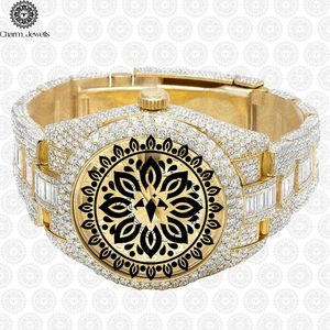 Charm_Jewells Luxury Gold <b>Watch</b> 38mm Round Dial Analog Quartz Movement Diamond Encrusted Unisex Fashion Jewelry - Product Image 5