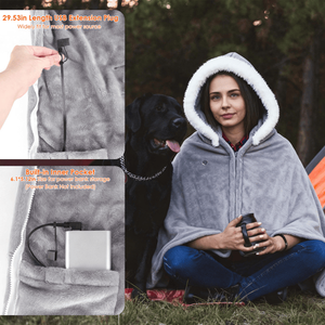 Coperta Indossabile in Morbido Flanella a 8 Zone, 3 Livelli di Calore Regolabili, 150x79cm, Alimentazione USB, Design Portatile con Tasche - Product Image 1