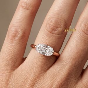 18K Gold Marquise Cut Solitaire Engagement <b>Ring</b> Lab Grown Diamond Luxury Bridal <b>Ring</b> Wedding Jewelry for Women - Product Image 2