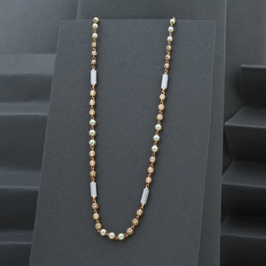 Collar de Cadena de Oro Sólido de 22K con Perlas y Cuentas de Dos Tonos, Elegante Cadena Larga de Oro de 22kt Hecha a Mano, Joyería Fina para Mujer - Product Image 2